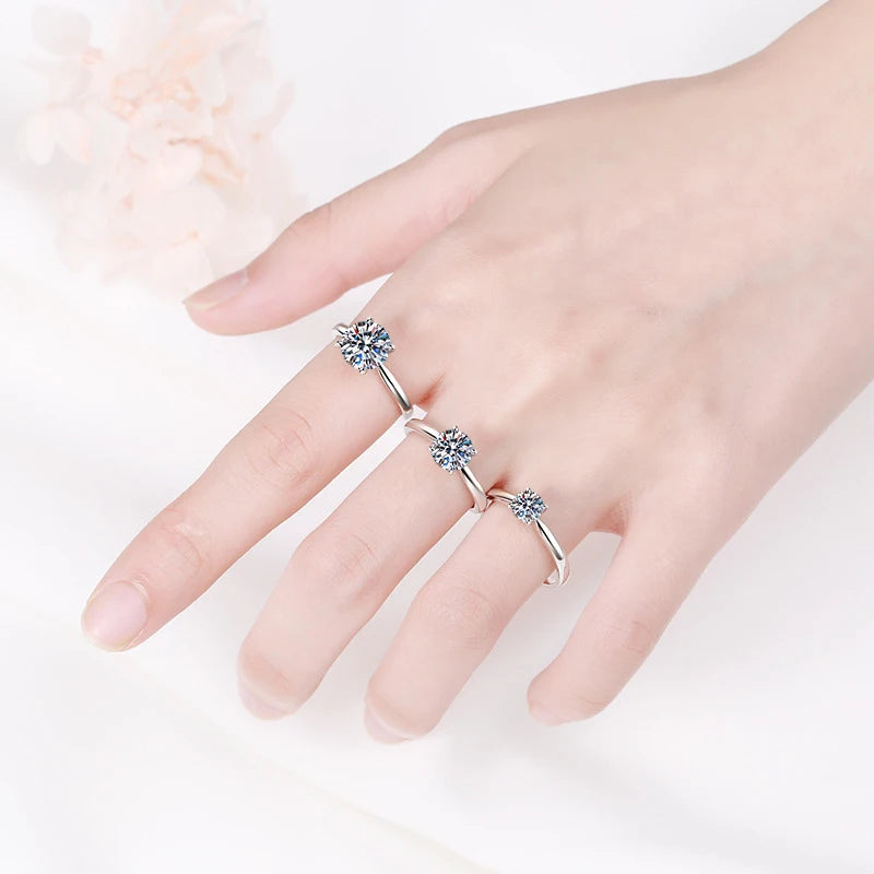 2ct Moissanite Engagement Ring for Women S925 Sterling Silver with Gold Plated Lab Diamond Promise Wedding Band Jewelry