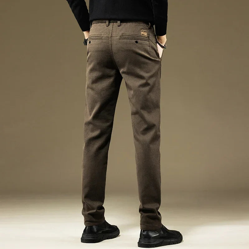 Men's Pants Casual Cotton Solid Color Spring Autumn Straight Business Work Pants High Quality Fashion Black Grey Trousers