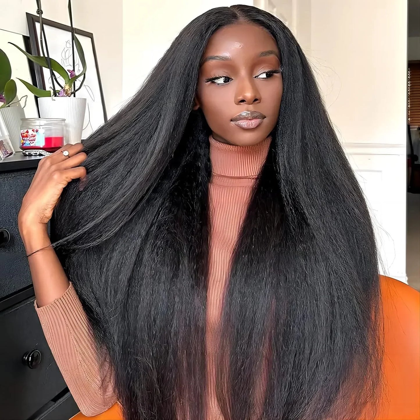 250% Kinky Straight Glueless Wig Ready To Wear And Go 13x6 Hd Yaki Straight Lace Front Human Hair Wigs For Women 30 36 Inch