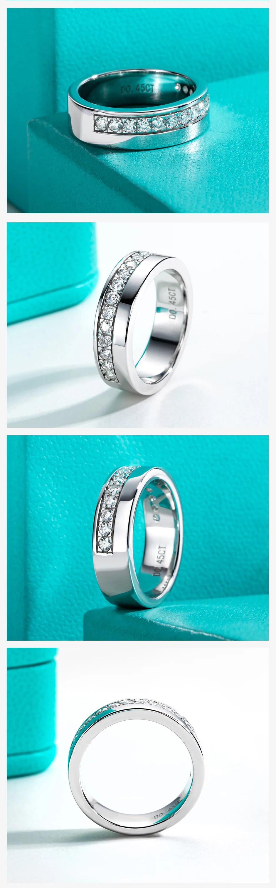 D Color Moissanite Wedding Band Rings For Men S925 Sterling Silver Band Ring Men&Women Rings Jewelry Wholesale