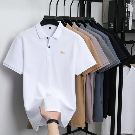 100% high-quality pure cotton men's summer polo T-shirt popular business commuting breathable cozy exquisite luxurious embroider