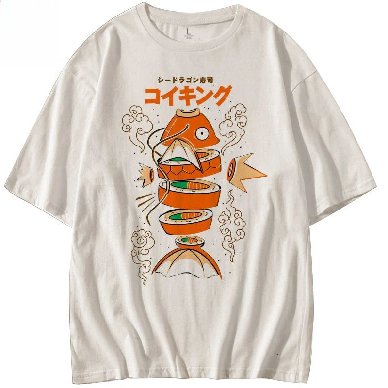 King Carp Magikarp Sushi Sashimi Short Sleeve T-Shirt Loose Men's and Women's Summer Trend Top Clothing