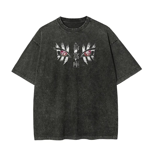 Demon Slayer Vintage T-Shirt Akaza Distressed Cotton Tee Men Women Oversized Comfort Fit Streetwear Unisex Cosplay Gift Anime