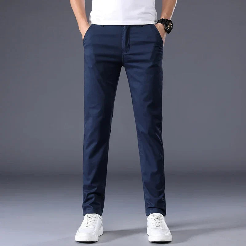 7 Colors Summer Thin Men's Casual Pants Stretch Cotton Slim Fashion Business Trousers High Quality Male Clothes