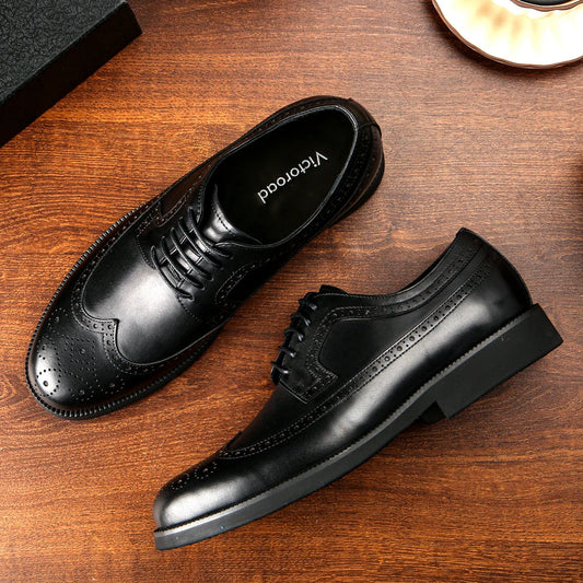 Vintage Brogue Derby Shoes Full Grain Leather Business Party Dress Shoes for Men