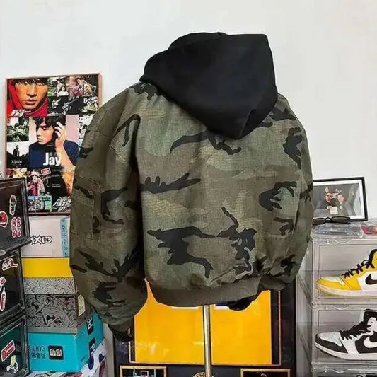 Camouflage Men's Hooded Jacket 2025 Spring Autumn New High Street Long Sleeve Korean Style Fashion Casual Male Tops 21E2824