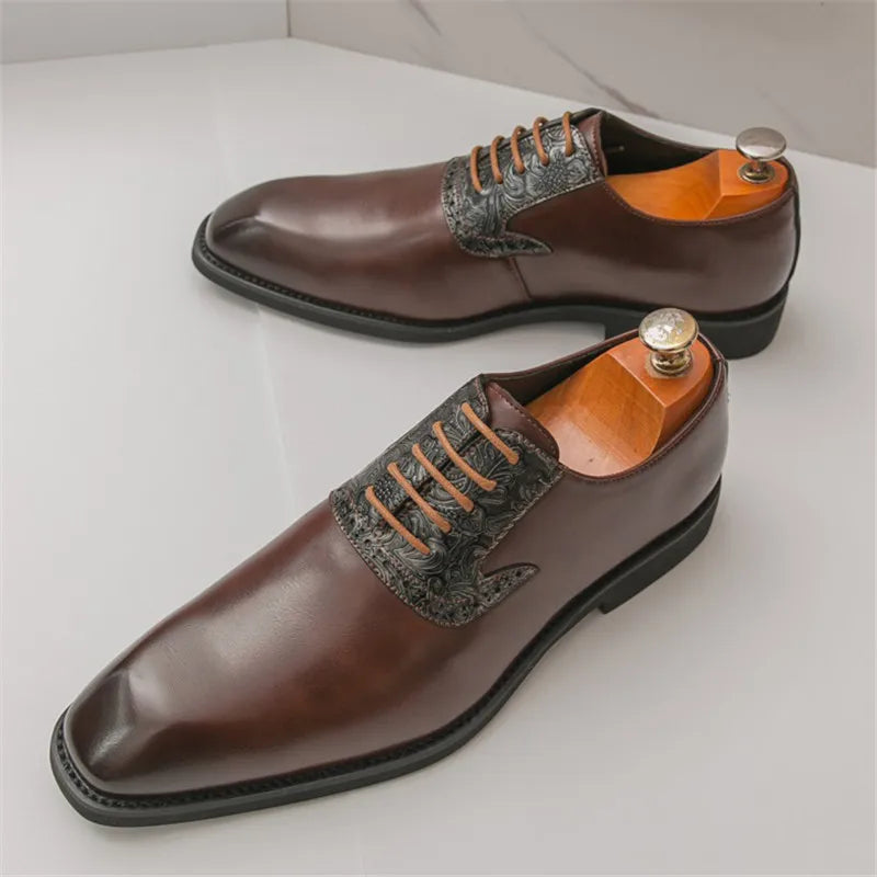 Fashion Designer New Men's Pointed Lace Up Oxford Shoes Male Wedding Dress Homecoming Formal Wedding Footwear