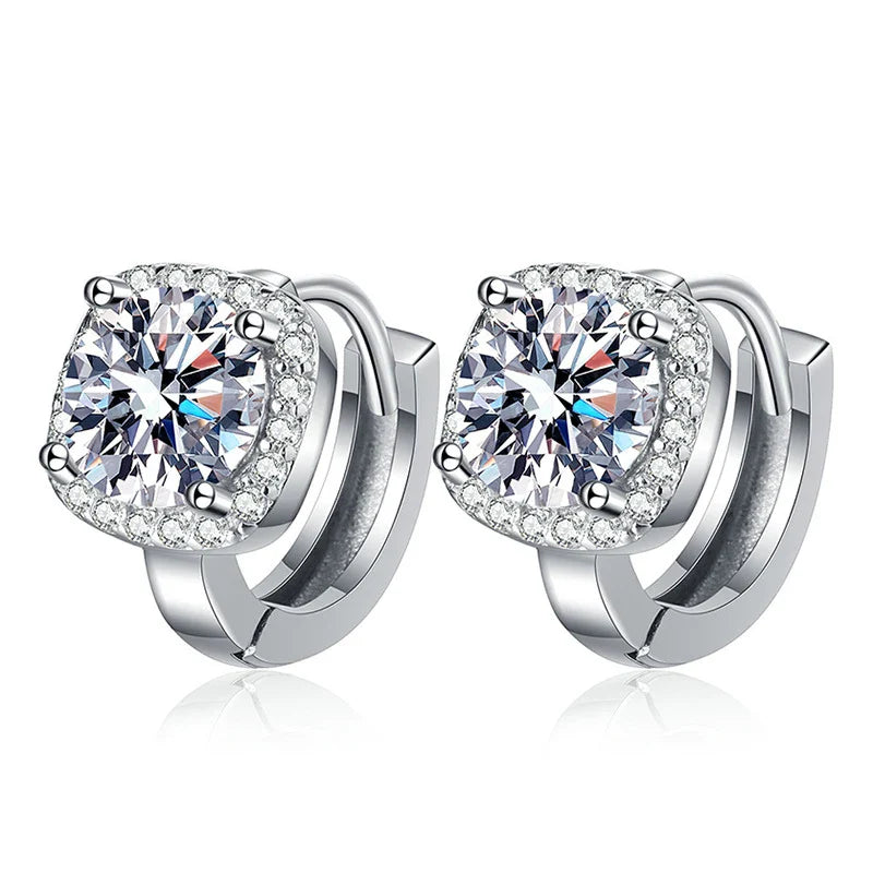 1ct Moissanite Earrings for Women S925 Sterling Silver with 18k Gold Plated Hoop Earring Wedding Jewelry with Certificate