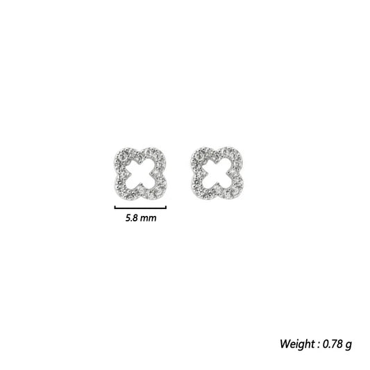 925 Sterling Silver Romantic Full Zircon Flower Screw Bead Stud Earrings for Women Fashion Sweet Party Piercing Jewelry