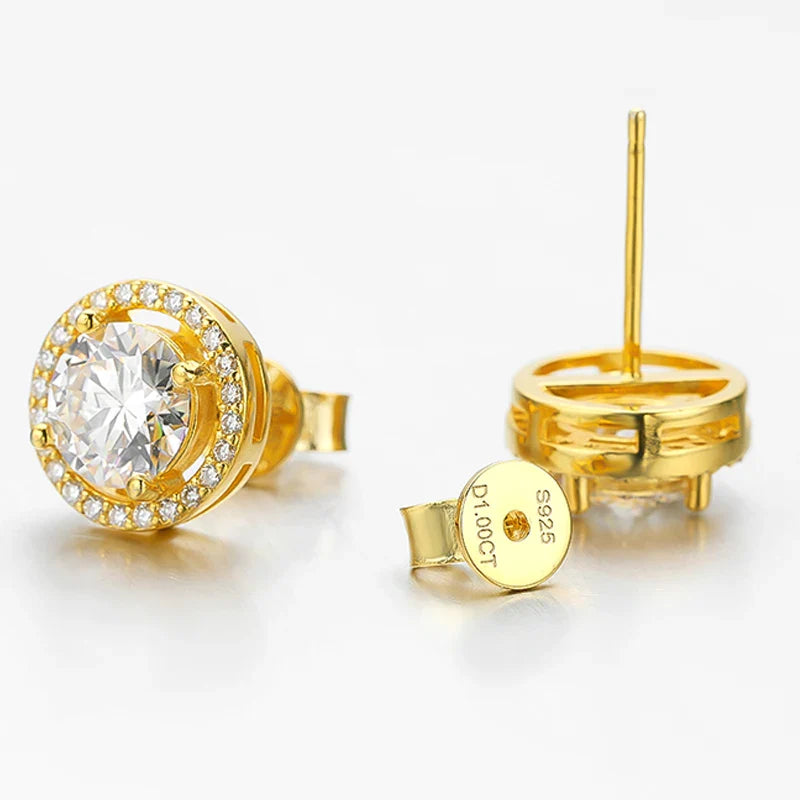 2CT Certified Moissanite Stud Earrings for Women Platinum Plating Sterling Silver Diamond Ear Studs Wedding Fine Jewelry