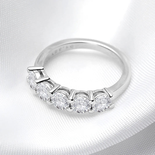 White Gold D Color 4mm Moissanite Ring for Women 1.5CTTW Stone Match Diamond Wedding Band Bride S925 Sterling Silver