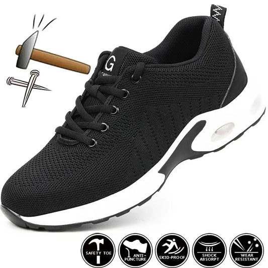 Summer Air Cushion Work Safety Shoes For Men Breathable Work Sneakers Steel Toe Shoes Anti-puncture Safety Protective Shoes