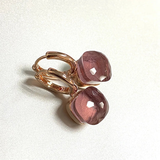 Classic Earrings For Women Amethyst Crystal Earrings Copper With Gold Plated Square Candy Colors Earrings Fashion Jewelry