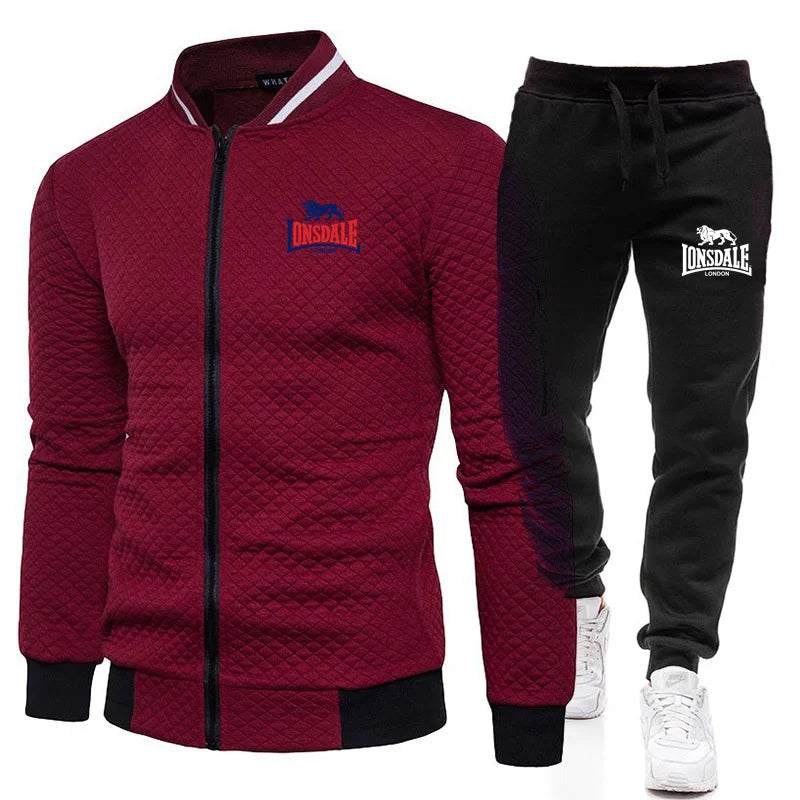 Spring and Autumn Men's Fashion Street Stand up Collar Set Jacket, Outdoor Casual Pocket Zipper Men's Baseball Set