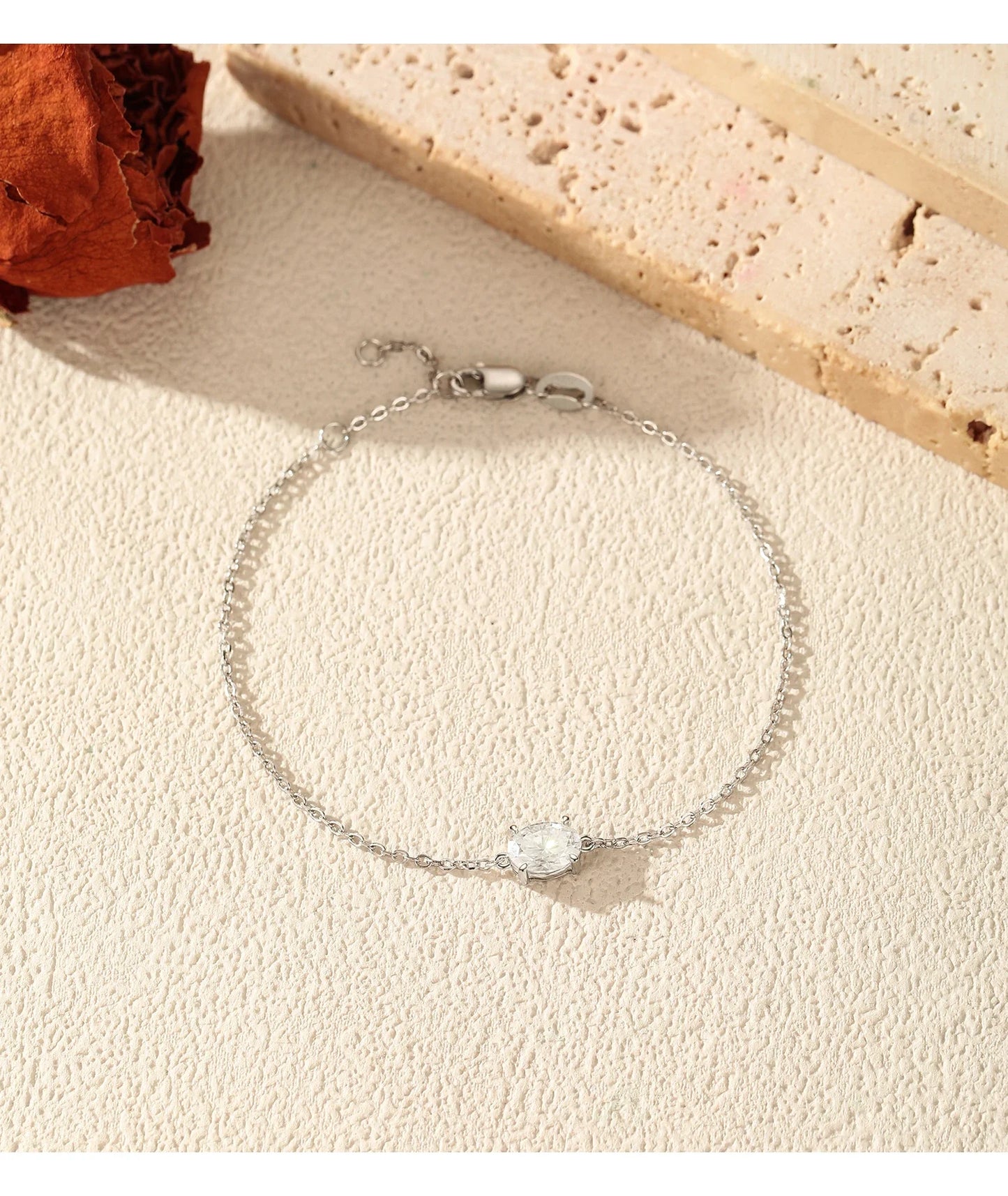 1CT Oval Moissanite Bracelet 925 Sterling Silver Trendy Temperament Link Chain Bracelet For Women Fine Jewelry