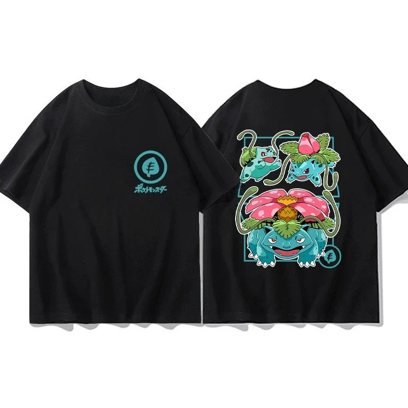 Short Sleeve T-Shirt Gengar Psyduck Mewtwo Printed Men's Boys and Girls Summer New Fashion Top