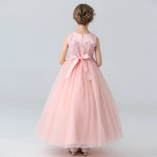 Kids Dresses For Girls Lace Dress Gown Princess Clothes Children Formal Evening Party Flower Girls Wedding Vestidois