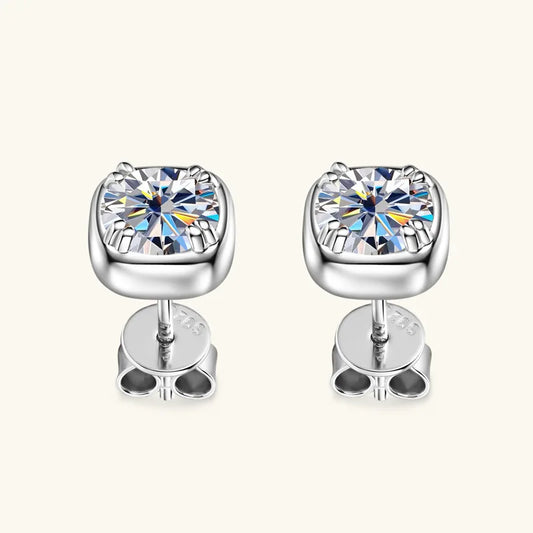 1CT 6.5mm D Color Moissanite Stud Earrings for Women Men 925 Silver Plated 18k Party GRA Certified Wedding Ear Studs Gift