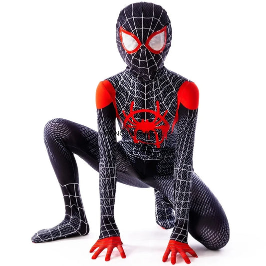 Anime Superhero Costume Miles Morales Cosplay Zentai Bodysuit Halloween Costumes Kids Superhero Costumes Movie Characters