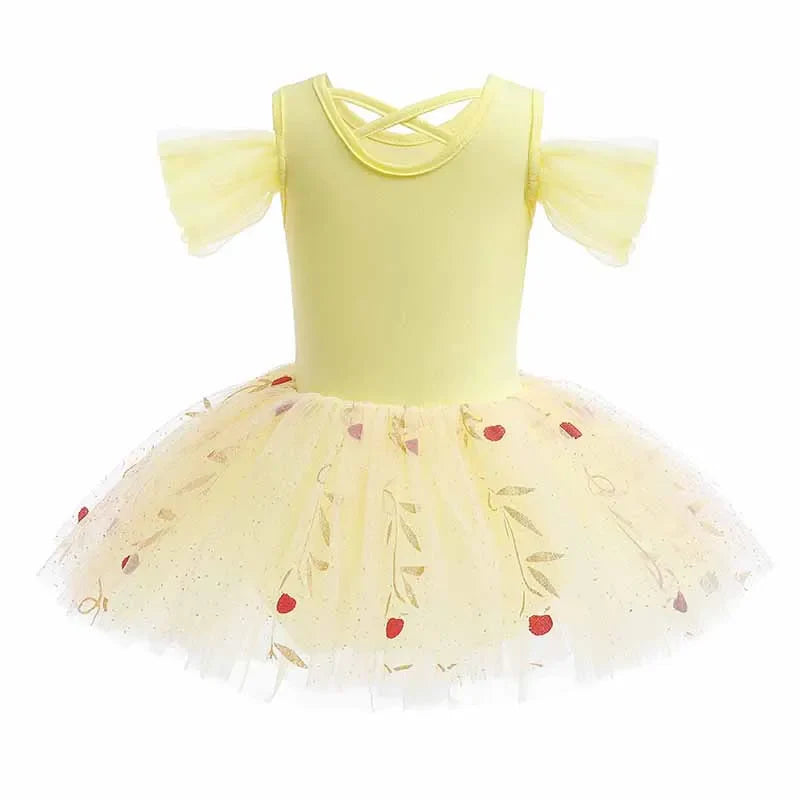 Belle Girl Princess Ballet Tutu Dress for Toddler Little Girls Ballerina Dance Costume Outfit Dancewear with Tulle Skirt Yellow