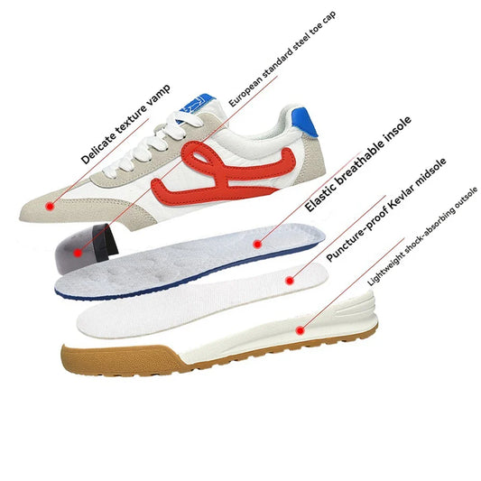 Fashion luxury women Safety shoes Steel Toe Work Shoes woman Boots Puncture-proof Non-Slip casual style Female Sneakers