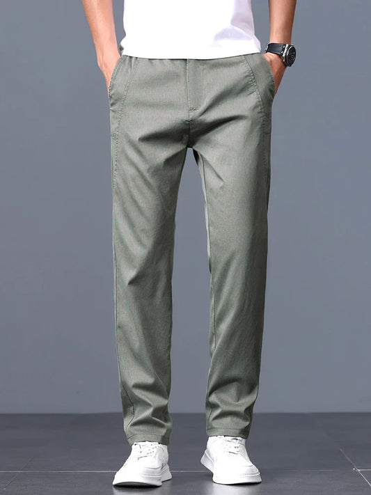 2025 Spring Thin Brand Men's Lyocell Pants Casual Business Straight Elastic Waist Comfortable Trousers Pants for Male