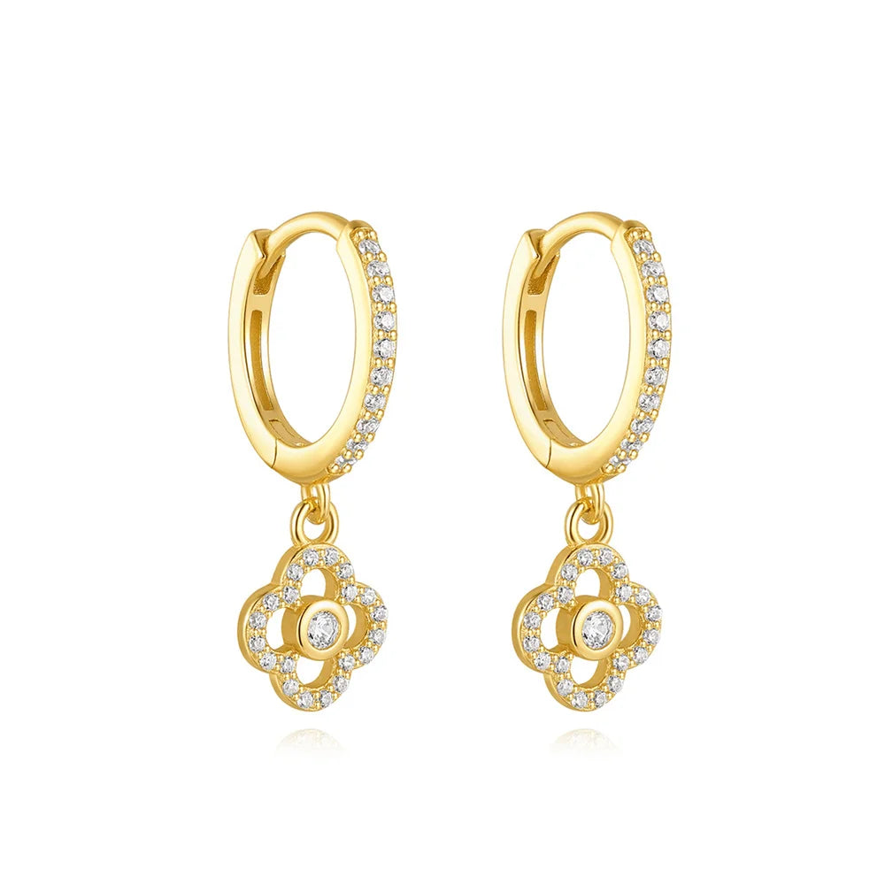 925 Sterling Silver luxury leaf Design zircon Charms hoop earrings for women Shiny Zircon Wedding Party jewelry gift plata