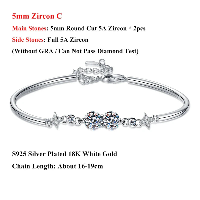 Lucky Clover GRA Certified 0.4cttw Moissanite Diamond Link Bracelet for Women 925 Silver Hand Chain Adjustable Bracelets