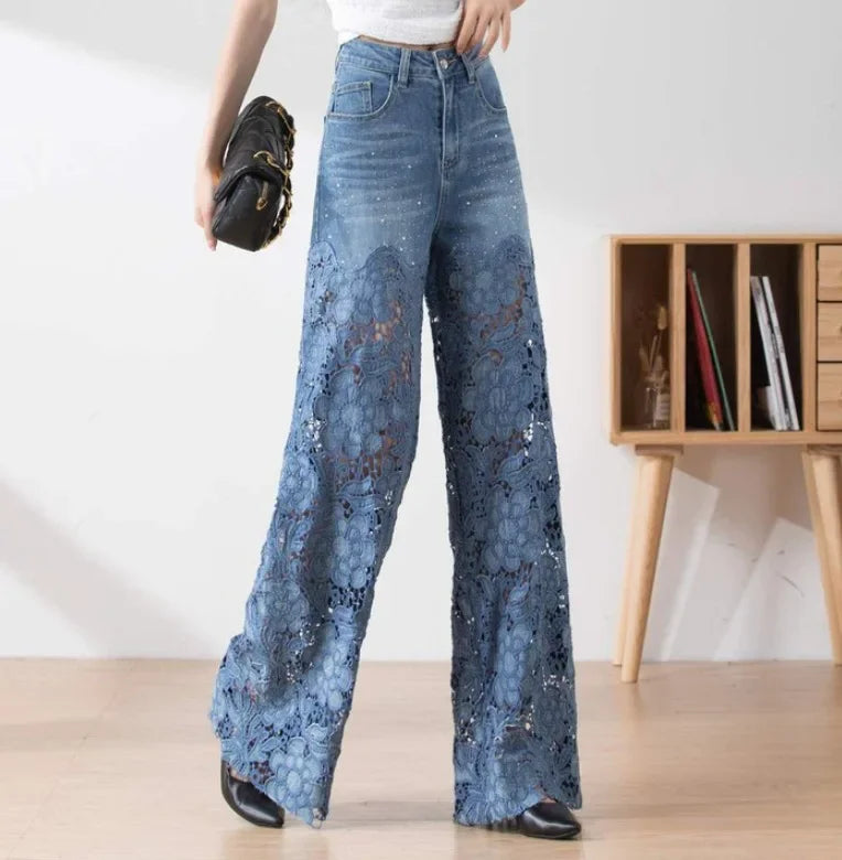 Lace Patchwork Hollow Niche Jeans
