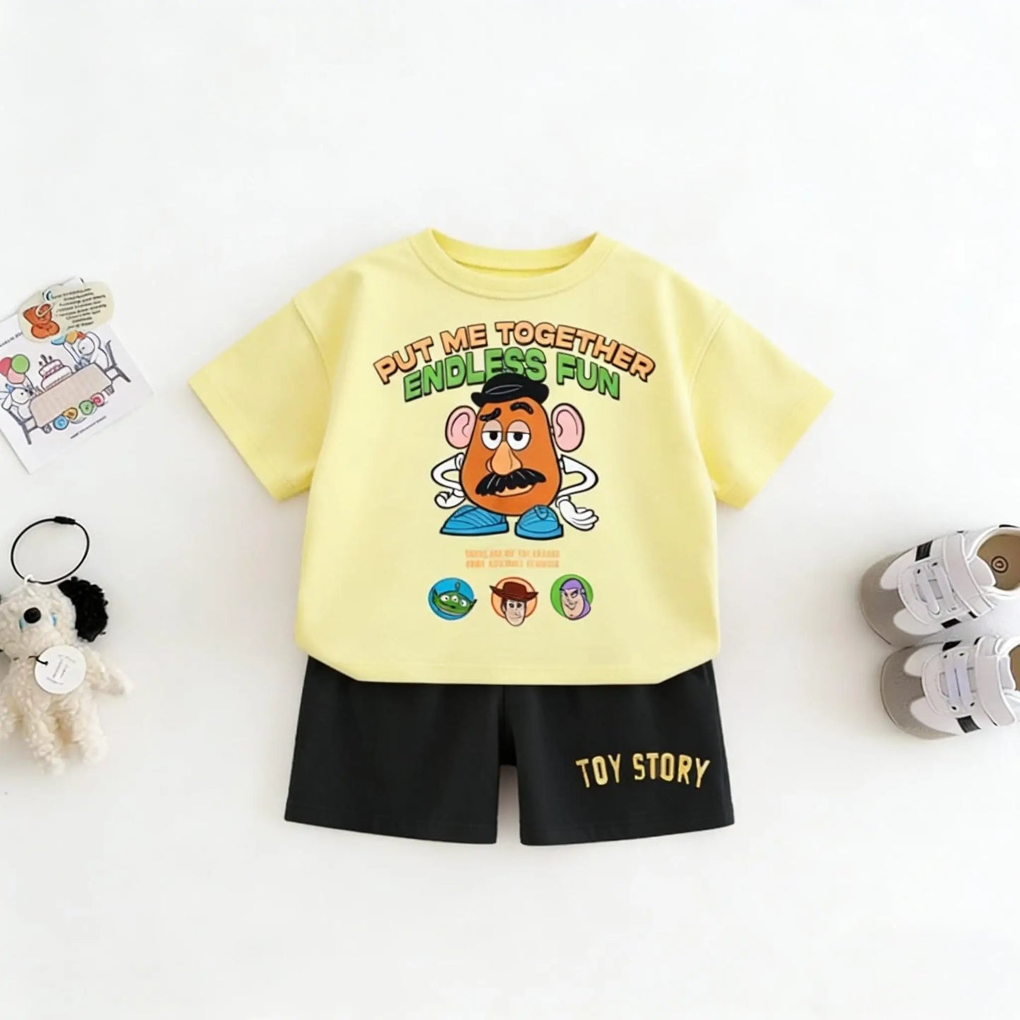 2piece/set For Boy Clothing Summer Cotton Cartoon Car Tshirt + Shorts Children's Wear Outfits Kids Costume Leisure Tracksuits