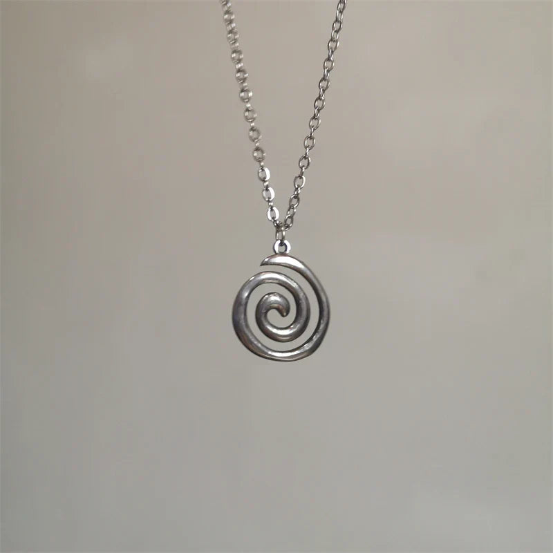 Vintage Spiral Vortex Pendant Hand-woven Leather Rope Necklace for Women Unisex Boho Pentagram Necklace Fashion 2023 Y2K Jewelry