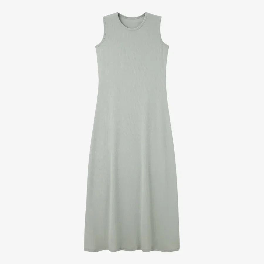 summer ribbing closed-fit wrap tops + Aline dress high Stretch matching sets