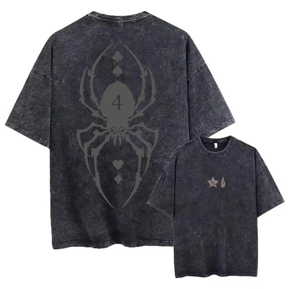 Japanese Anime Hunter X Hunter Printed Washed T-shirt 100% Cotton Fashion Comfortable Breathable Simple Harajuku Style in Summer