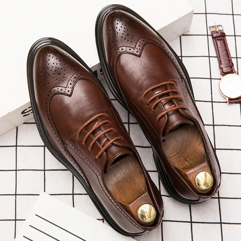 High Quality Brogues Men's Dress Shoes Classic Casual Business Shoes Men Trend Wedding Formal Office Oxford Leather Shoes Men