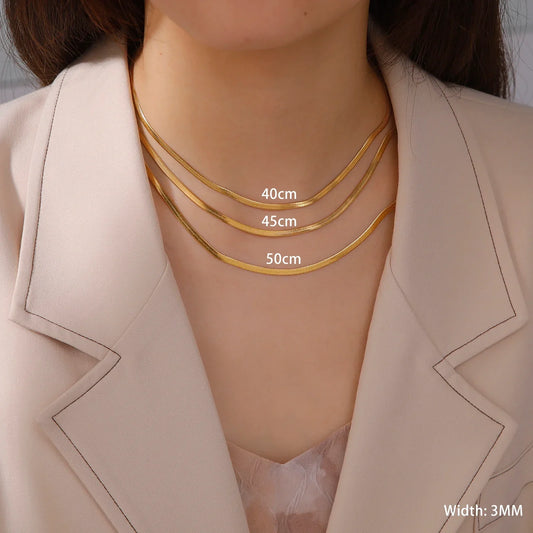 Stainless Steel Snake Chain Necklace for Women Men Gold Color Herringbone Choker Neck Chains 2026 Trend Jewelry Gift Hot