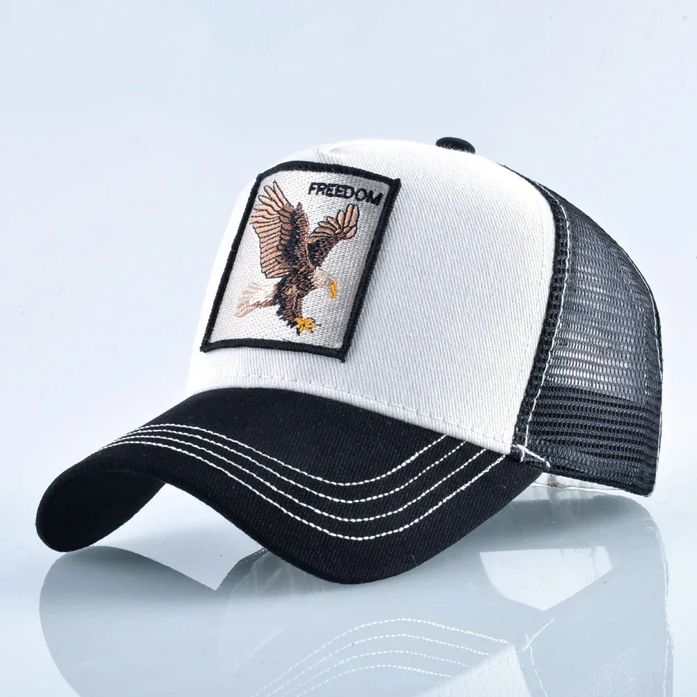 Fashion Trucker Caps With Embroidery Goat Patch Four Seasons Snapback Baseball Cap For Men Women Adjustable Visor Hat