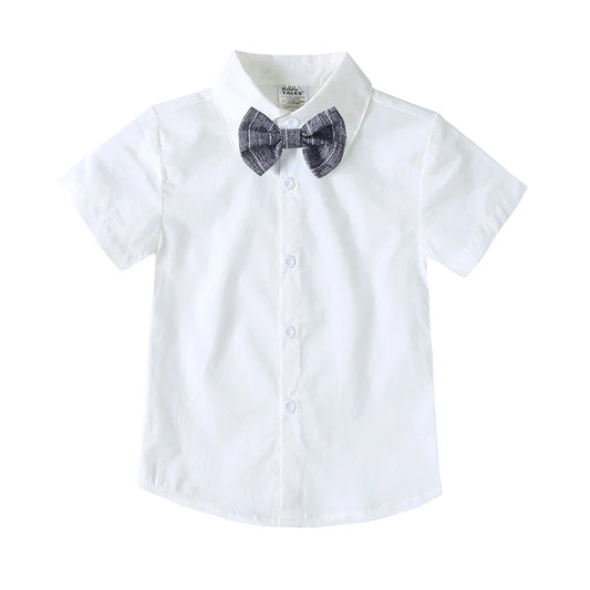 1-7T Kids Gentleman Sets Baby Boy Formal Anniversary Dress Toddler Party Suit White Shirt with Bow Tie+Vest+Trousers Clothing