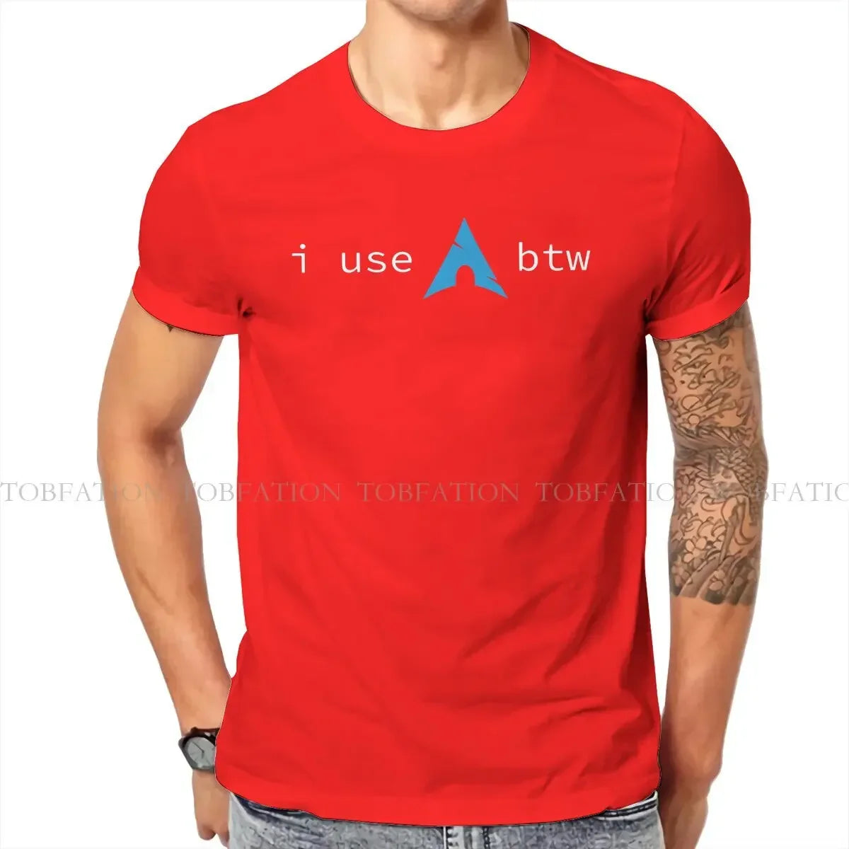 Use Arch Btw Man's TShirt Linux Operating System Tux Penguin Crewneck Tops 100% Cotton T Shirt Humor High Quality Birthday Gifts