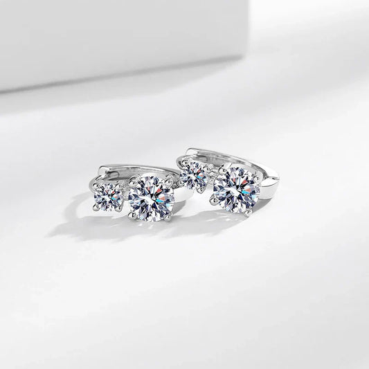 Trendy 1.2CTTW D VVS1 Moissanite Hoop Earrings for Women 18K Plated Wedding 100% S925 Silver Jewelry Dainty Birthday Gift