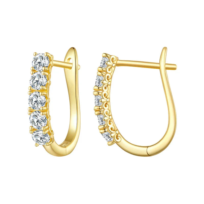 1.0CT Moissanite Ear Buckles 925 Sterling Silver U-Shaped Hoop Earrings for Women Valentine's Day Jewelry Gift