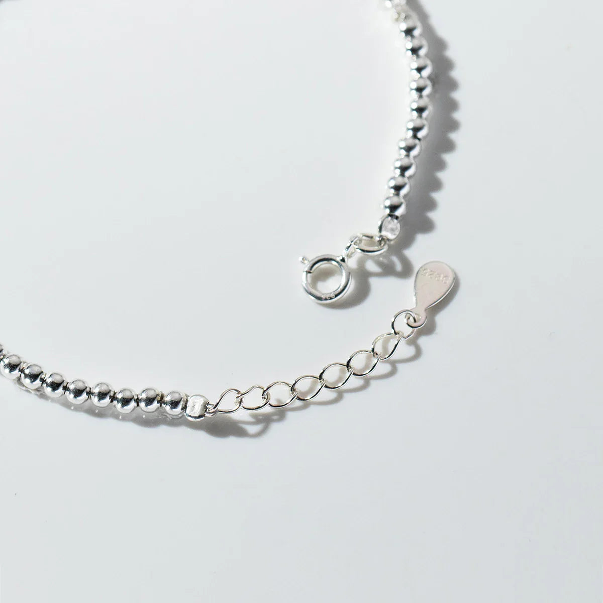 925 Sterling Silver Rainbow Color Crystal Beads Bracelet Charm Heart Moonstone Link Chain Bracelets For Women Jewelry