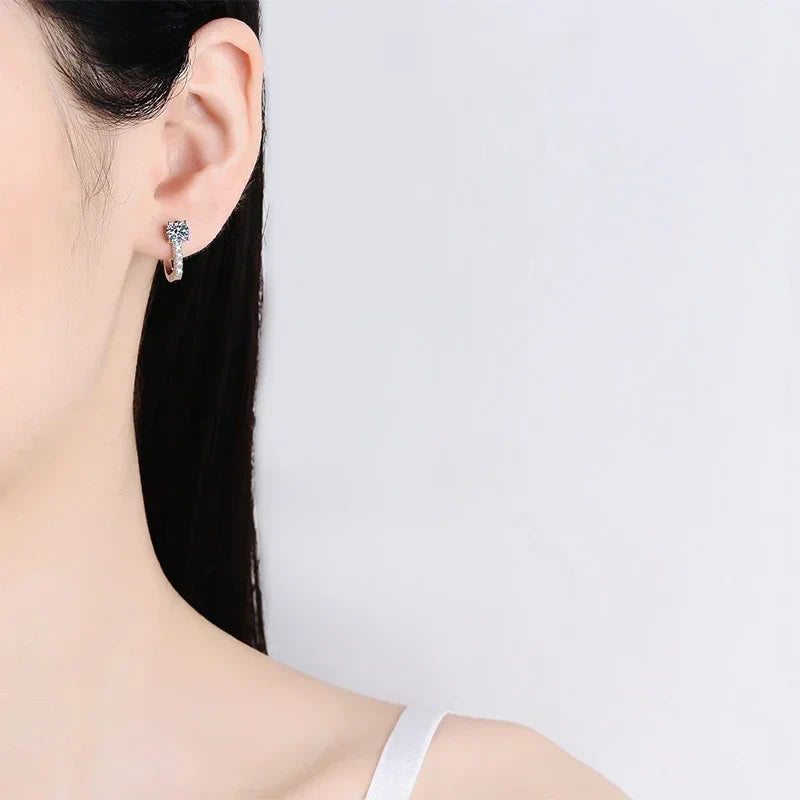 0.5 Carat Moissanite Earrings For Women 925 Sterling Silver Ear Stud Hoops Sparkling Diamond Earring Wedding Fine Jewelry