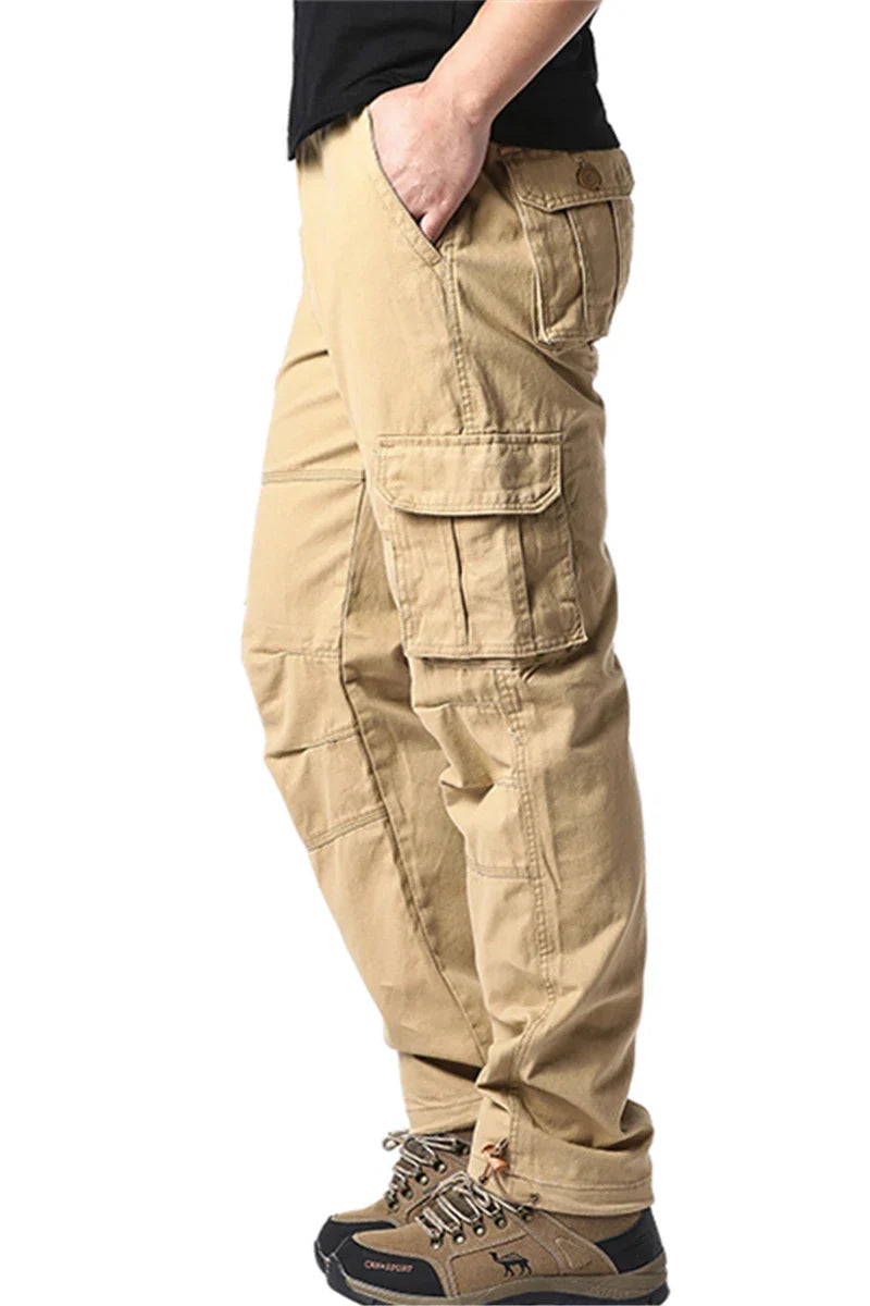 Big Size Men's Casual Sports Pants Stretch Waist Tactical Cargo Pants Man Hiking Pants Joggers Cotton Trousers