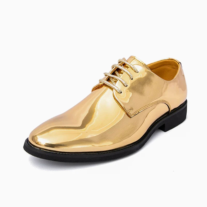 Luxury Silver Dress Shoes Man Patent Leather Shoes Large Size 50 Wedding Shoes Men Pointed toe Party Shoes Designer Formal Shoes