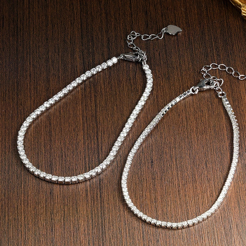 1.5/2/3mm Moissanite Tennis Bracelets for Women 925 Sterling Silver Plated 18k White Gold GRA Certified Dainty Bracelet