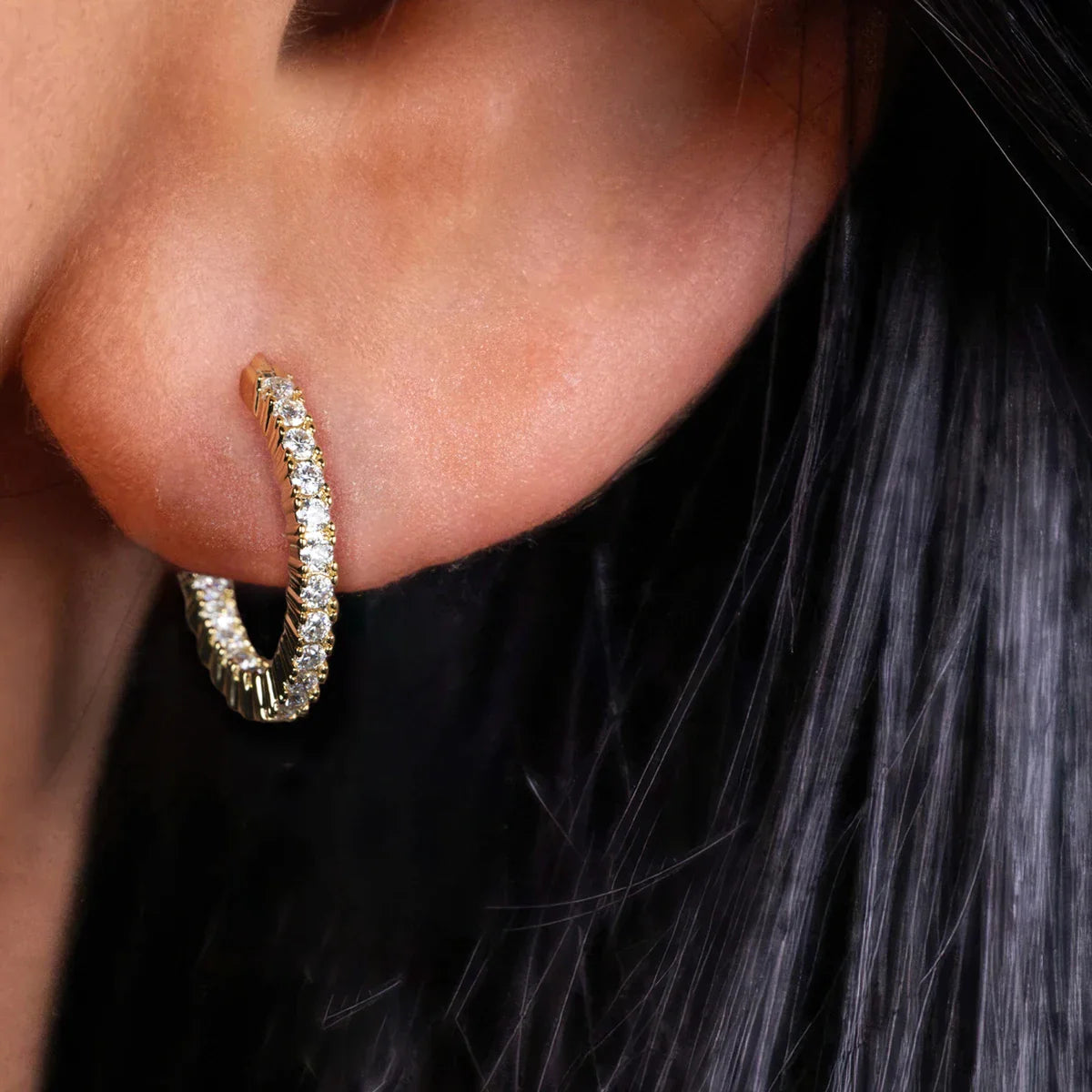 1.5mm 0.66cttw D Color Moissanite Huggie Hoop Earrings With Cer Yellow Gold Plated Huggie Earring For Women Jewelry