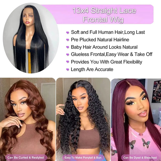 30 32 Inch Brazilian Bone Straight 13x4 13x6 HD Transparent Lace Front Human Hair Wigs 360 Lace Frontal Wig 5x5 6x4 Glueless Wig