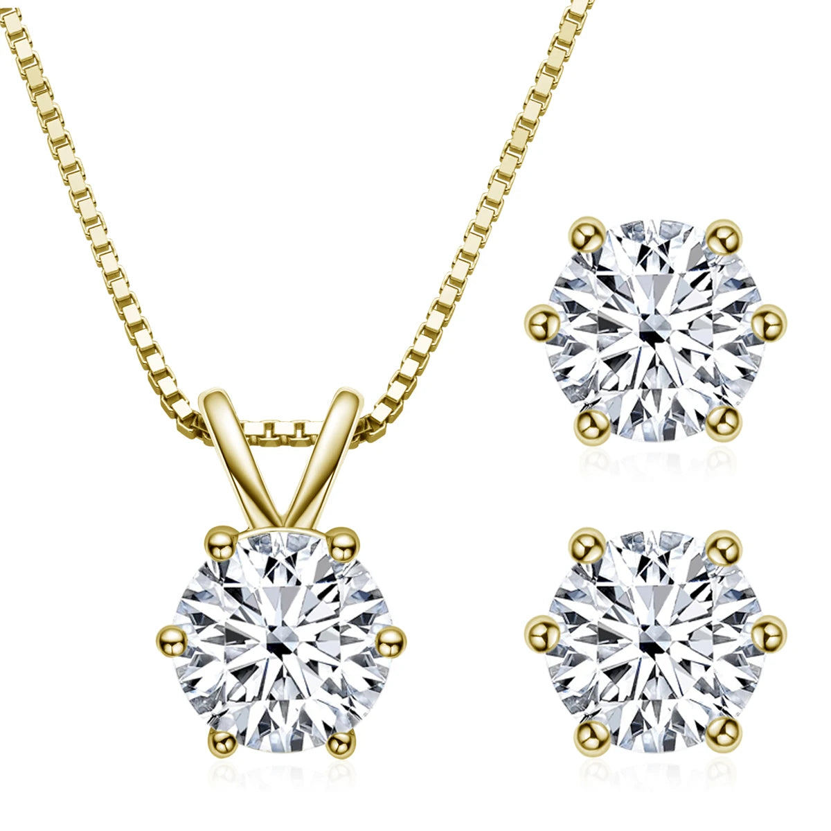 6.5mm 1CT Moissanite Earrings Pendant Necklace Original 925 Sterling Silver Earring For Valentine's Day Jewelry Set Gift