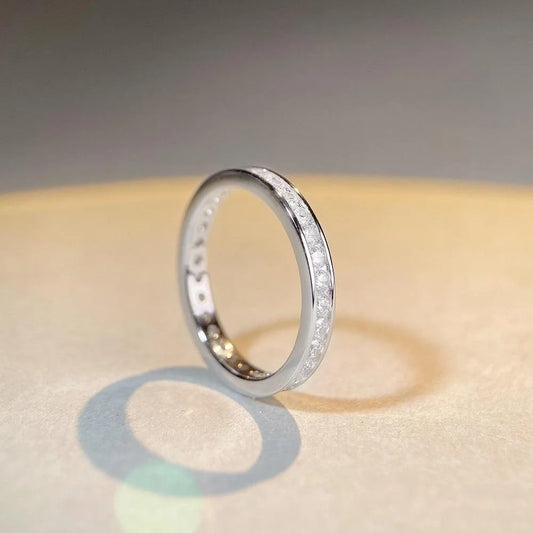 18K white gold versatile and layered tail ring gift for your girlfriend, daily moissanite diamond white gold Pt950 high jewelry