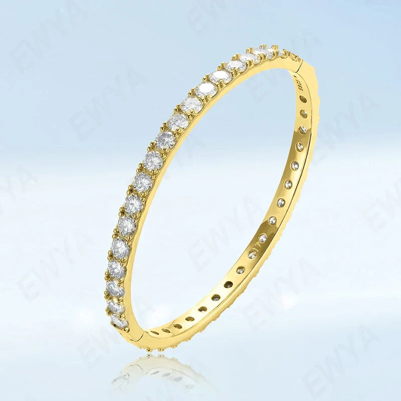 Real GRA Certified D Color 4mm 0.3CT Full Moissanite Bangle Bracelet for Woman Party S925 Sterling Silver Diamond Bracelets